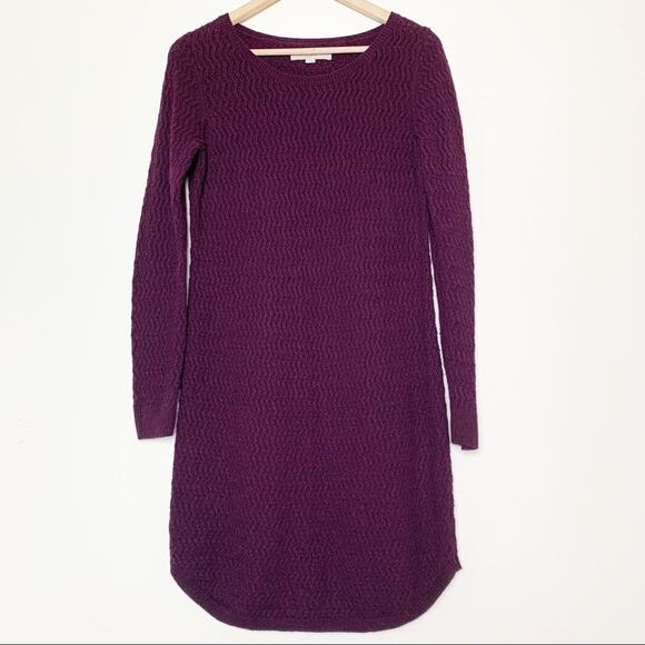 Loft Wine Cable Textured Knit Tunic Sweater Women’s Size Medium - Picture 1 of 5